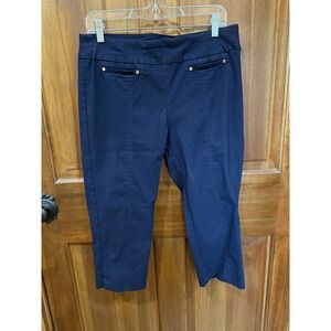 New‎ Directions Womens Navy Blue Cropped Pants Size 12 Stretch Comfort